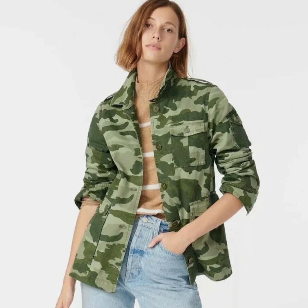 J Crew Camo Print 100% Cotton Jacket/Shacket Size Med M